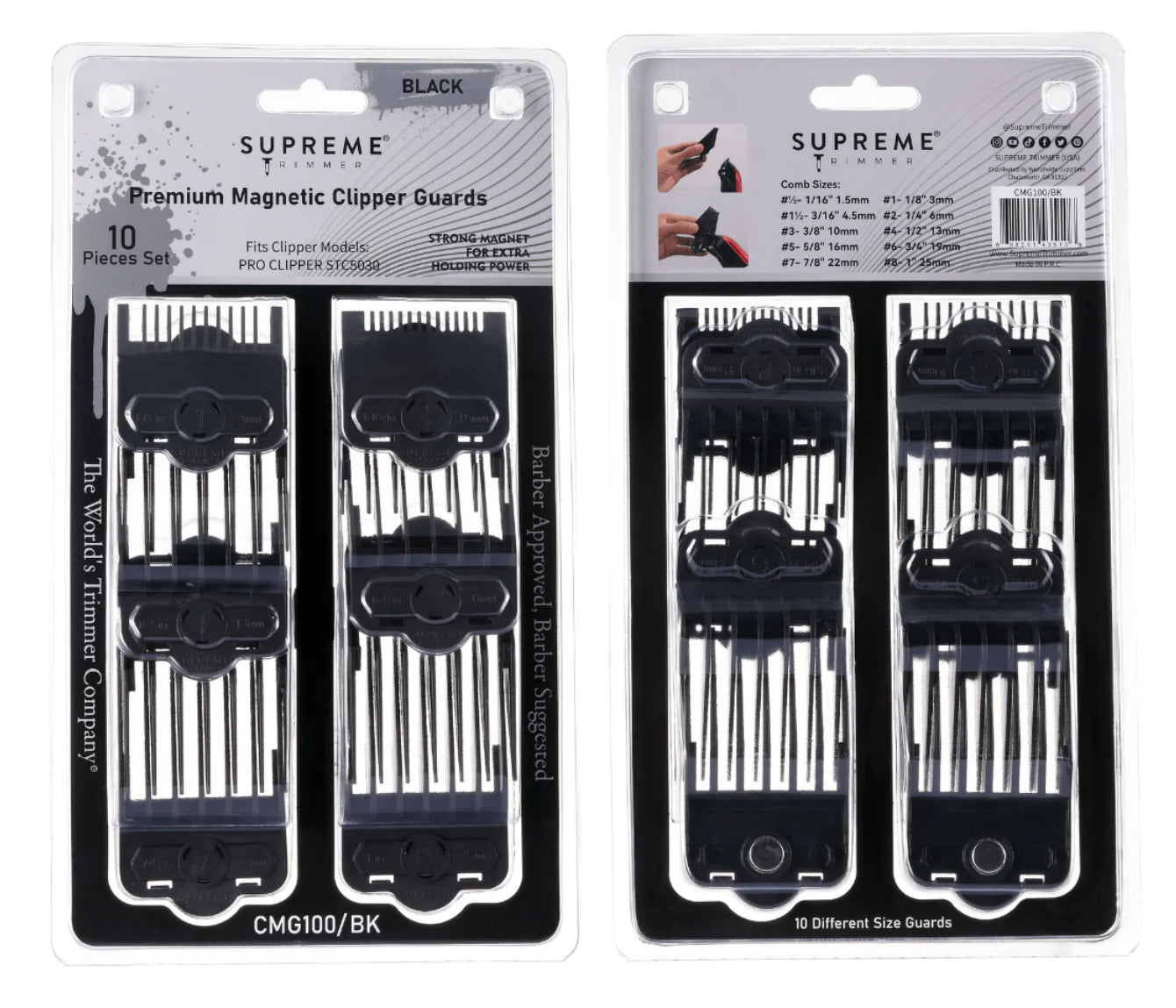 Premium Magnetic Clipper Guards - Black