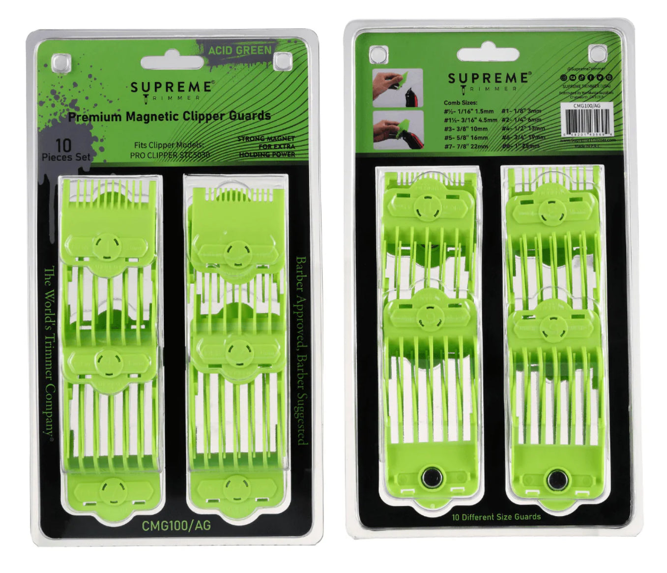 Premium Magnetic Clipper Guards - Acid Green