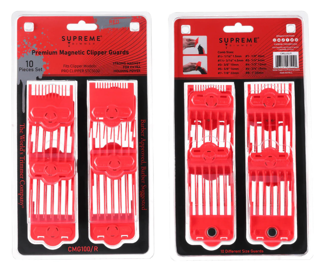 Premium Magnetic Clipper Guards - Red