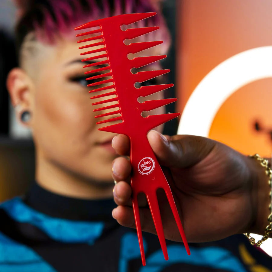 MULTI-STYLE BARBER FISH COMB - RED